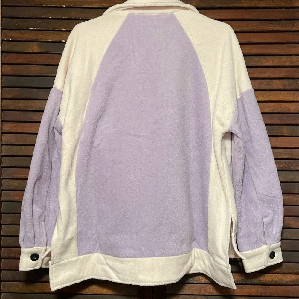 Cozy Purple and Cream Teddy Jacket with Relaxed Fit, Size Small, NWOT - Picture 3 of 3